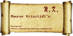 Maurer Krisztián névjegykártya